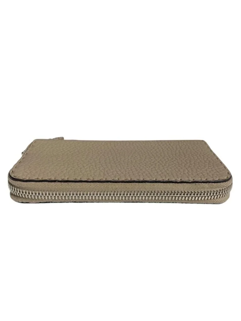 Fendi Wallet Selleria Zip Around Greige Beige Leather